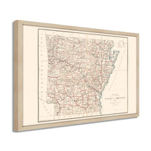 Load image into Gallery viewer, Digitally Restored and Enhanced 1886 Arkansas State Map Poster - Framed Vintage Map of Arkansas Wall Art - Historic AR Map Print - Restored Arkansas Wall Map from General Land Office