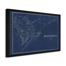 Load image into Gallery viewer, Digitally Restored and Enhanced 1935 Map of Galveston Texas - Framed Vintage Poster Map of Texas - Old Galveston County Texas Map - Restored Historic Galveston Wall Art Blueprint