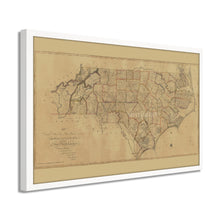Load image into Gallery viewer, Digitally Restored and Enhanced 1808 State Map of North Carolina - Black Framed Vintage Wall Map of North Carolina - Old NC Map Poster - First Actual Survey of North Carolina Wall Art