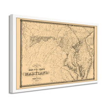 Cargar imagen en el visor de la galería, Digitally Restored and Enhanced 1841 Maryland Map Poster - Framed Vintage Maryland State Map - Historic Maryland Wall Art - Old Map of Maryland Poster - Restored Map of Maryland State