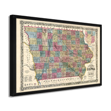 Cargar imagen en el visor de la galería, Digitally Restored and Enhanced 1856 Iowa Map Poster- Framed Vintage Iowa State Map - Old State of Iowa Wall Art - Historic Iowa Wall Map - Sectional & Geological Map of Iowa Poster