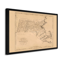Cargar imagen en el visor de la galería, Digitally Restored and Enhanced 1796 Massachusetts State Map Print - Framed Vintage Map of Massachusetts Poster - Old Massachusetts Wall Art - Restored Map of Massachusetts State