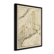 Load image into Gallery viewer, Digitally Restored and Enhanced 1798 Map of Maine Poster - Framed Vintage Maine Map Poster - Old Maine Wall Art - Restored State of Maine Map Showing Counties & Civil Subdivisions