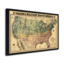 Load image into Gallery viewer, Digitally Restored and Enhanced 1862 USA Map Poster - Framed Vintage Map of USA Wall Art - Old United States Map Print - Restored Bacon's Military Map of the United States of America
