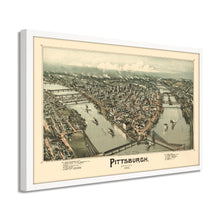 Load image into Gallery viewer, Digitally Restored and Enhanced 1902 Map of Pittsburgh Poster - Framed Vintage Pennsylvania Map - Old Pittsburgh Wall Art - Restored Bird's Eye View Map of Pittsburgh Pennsylvania