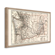 Load image into Gallery viewer, Digitally Restored and Enhanced 1888 Washington State Map Poster - Framed Vintage Washington Map - Old WA State Map - Restored Township & Railroad Map of Washington State Poster