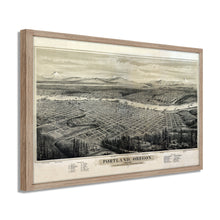 Cargar imagen en el visor de la galería, Digitally Restored and Enhanced 1879 Portland Oregon Map - Framed Vintage Oregon Map - Restored Map of Oregon - Old Bird's Eye View Map of Portland Oregon Wall Art Poster Print