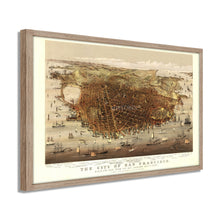 Load image into Gallery viewer, Digitally Restored and Enhanced 1878 San Francisco City Map Poster - Framed Vintage San Francisco Wall Art - Map of San Francisco Poster - Bird's Eye View of San Francisco Map Print