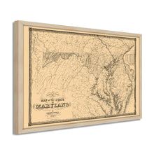 Cargar imagen en el visor de la galería, Digitally Restored and Enhanced 1841 Maryland Map Poster - Framed Vintage Maryland State Map - Historic Maryland Wall Art - Old Map of Maryland Poster - Restored Map of Maryland State