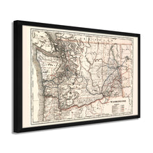 Load image into Gallery viewer, Digitally Restored and Enhanced 1888 Washington State Map Poster - Framed Vintage Washington Map - Old WA State Map - Restored Township & Railroad Map of Washington State Poster