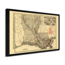 Cargar imagen en el visor de la galería, Digitally Restored and Enhanced 1896 Louisiana State Map - Framed Vintage Louisiana Map Poster - Old Louisiana Wall Art - Restored Louisiana State Map Poster Showing Cities & Towns
