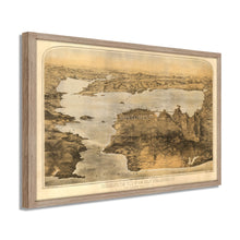 Cargar imagen en el visor de la galería, Digitally Restored and Enhanced 1876 San Francisco Map - Framed Vintage Poster Map of San Francisco Wall Art - Old San Francisco Map Print - Bird's Eye View of San Francisco Poster