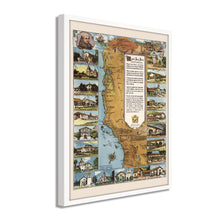 Load image into Gallery viewer, Digitally Restored and Enhanced 1949 California Map Poster - Framed Vintage Map of California Missions - Historic California Wall Art - Restored California Missions Map Print