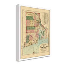Load image into Gallery viewer, Digitally Restored and Enhanced 1880 Rhode Island State Map - Framed Vintage Rhode Island Poster - Old Rhode Island Wall Art - Historic  Map of Rhode Island & Providence Plantations
