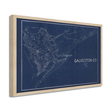 Load image into Gallery viewer, Digitally Restored and Enhanced 1935 Map of Galveston Texas - Framed Vintage Poster Map of Texas - Old Galveston County Texas Map - Restored Historic Galveston Wall Art Blueprint