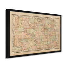Load image into Gallery viewer, Digitally Restored and Enhanced 1892 North Dakota Map Poster - Framed Vintage State of North Dakota Wall Art - History Map of North Dakota -  Old Bismarck North Dakota State Map