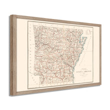 Load image into Gallery viewer, Digitally Restored and Enhanced 1886 Arkansas State Map Poster - Framed Vintage Map of Arkansas Wall Art - Historic AR Map Print - Restored Arkansas Wall Map from General Land Office