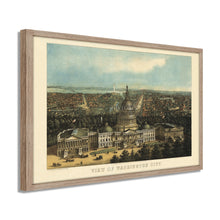 Cargar imagen en el visor de la galería, Digitally Restored and Enhanced 1871 Map of Washington DC Poster - Framed Vintage Washington DC Map Print - History Map of Washington DC Wall Art - Bird's Eye View of Washington City