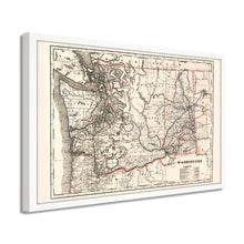 Load image into Gallery viewer, Digitally Restored and Enhanced 1888 Washington State Map Poster - Framed Vintage Washington Map - Old WA State Map - Restored Township & Railroad Map of Washington State Poster