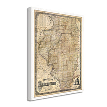 Cargar imagen en el visor de la galería, Digitally Restored and Enhanced 1861 Illinois State Map - Framed Vintage Map of Illinois Wall Art - Old State of Illinois Map Poster - Sectional Map of the State of Illinois Poster
