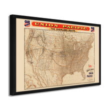 Cargar imagen en el visor de la galería, Digitally Restored and Enhanced 1892 Union Pacific Map of the United States - Framed Vintage USA Map - Old United States Map History