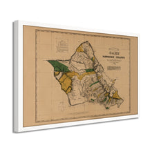 Load image into Gallery viewer, Digitally Restored and Enhanced 1881 Oahu Hawaiian Islands Map - Framed Vintage Oahu Wall Art - Old Hawaiian Map Poster - Restored Map of Oahu Poster - Historic Oahu Hawaii Map