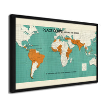 Load image into Gallery viewer, Digitally Restored and Enhanced 1966 World Map Poster - Framed Vintage World Map Wall Art - Old Map of The World - Historic World Wall Map - Peace Corps Poster Around The World