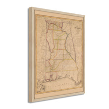 Load image into Gallery viewer, Digitally Restored and Enhanced 1819 Alabama Map - Framed Vintage Alabama Map - History Map of Alabama Poster - Old Alabama Wall Art