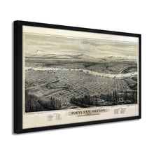 Cargar imagen en el visor de la galería, Digitally Restored and Enhanced 1879 Portland Oregon Map - Framed Vintage Oregon Map - Restored Map of Oregon - Old Bird's Eye View Map of Portland Oregon Wall Art Poster Print