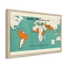 Load image into Gallery viewer, Digitally Restored and Enhanced 1966 World Map Poster - Framed Vintage World Map Wall Art - Old Map of The World - Historic World Wall Map - Peace Corps Poster Around The World