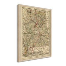 Load image into Gallery viewer, Digitally Restored and Enhanced 1888 Map of Alabama - Framed Vintage Alabama Map - Old Alabama Wall Art - Historic State of Alabama Map Print ​- Restored Wall Map of Alabama Poster