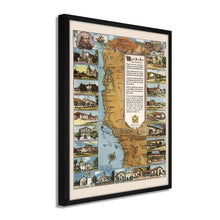 Load image into Gallery viewer, Digitally Restored and Enhanced 1949 California Map Poster - Framed Vintage Map of California Missions - Historic California Wall Art - Restored California Missions Map Print