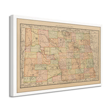 Load image into Gallery viewer, Digitally Restored and Enhanced 1892 North Dakota Map Poster - Framed Vintage State of North Dakota Wall Art - History Map of North Dakota -  Old Bismarck North Dakota State Map