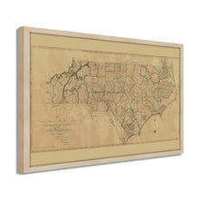 Load image into Gallery viewer, Digitally Restored and Enhanced 1808 State Map of North Carolina - Black Framed Vintage Wall Map of North Carolina - Old NC Map Poster - First Actual Survey of North Carolina Wall Art