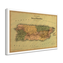 Load image into Gallery viewer, Digitally Restored and Enhanced 1886 Puerto Rico Map Poster - 17x25 Inch Black Framed Vintage Map of Puerto Rico Wall Art - Old Mapa de Puerto Rico - Restored Wall Map of Puerto Rico Poster
