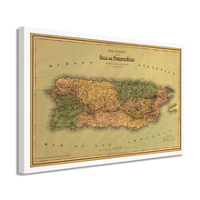 Cargar imagen en el visor de la galería, Digitally Restored and Enhanced 1886 Puerto Rico Map Poster - 17x25 Inch Black Framed Vintage Map of Puerto Rico Wall Art - Old Mapa de Puerto Rico - Restored Wall Map of Puerto Rico Poster
