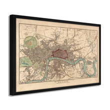 Load image into Gallery viewer, Digitally Restored and Enhanced 1815 London England Map Poster - Framed Vintage London Wall Art - Old City of London Map Print - History Map of London England Wall Art