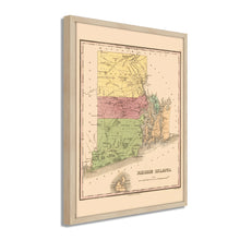 Cargar imagen en el visor de la galería, Digitally Restored and Enhanced 1829 Rhode Island State Map - Framed Vintage Rhode Island Poster - Old Rhode Island Wall Art - Historic RI Map - Restored Map of Rhode Island Print