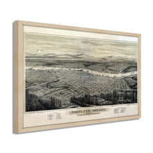 Cargar imagen en el visor de la galería, Digitally Restored and Enhanced 1879 Portland Oregon Map - Framed Vintage Oregon Map - Restored Map of Oregon - Old Bird's Eye View Map of Portland Oregon Wall Art Poster Print