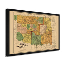 Cargar imagen en el visor de la galería, Digitally Restored and Enhanced 1892 Indian and Oklahoma Territories Map - Framed Vintage Oklahoma Map - Old Map of Oklahoma State Poster - Indian Territory Map & Oklahoma Map Poster