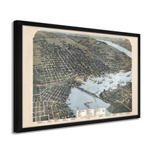 Cargar imagen en el visor de la galería, Digitally Restored and Enhanced 1893 Jacksonville Florida Map - Framed Vintage Jacksonville Wall Art - History Map of Jacksonville Florida - Old Bird's Eye View Map of Jacksonville FL
