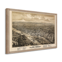 Cargar imagen en el visor de la galería, Digitally Restored and Enhanced 1876 Salem Oregon Map - Framed Vintage Oregon Poster Wall Art - Old State of Oregon Map - Bird's Eye View of Salem Oregon From The West Looking East