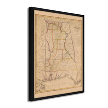 Load image into Gallery viewer, Digitally Restored and Enhanced 1819 Alabama Map - Framed Vintage Alabama Map - History Map of Alabama Poster - Old Alabama Wall Art