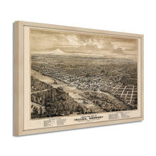 Cargar imagen en el visor de la galería, Digitally Restored and Enhanced 1876 Salem Oregon Map - Framed Vintage Oregon Poster Wall Art - Old State of Oregon Map - Bird's Eye View of Salem Oregon From The West Looking East