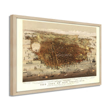 Load image into Gallery viewer, Digitally Restored and Enhanced 1878 San Francisco City Map Poster - Framed Vintage San Francisco Wall Art - Map of San Francisco Poster - Bird's Eye View of San Francisco Map Print