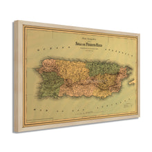 Cargar imagen en el visor de la galería, Digitally Restored and Enhanced 1886 Puerto Rico Map Poster - 17x25 Inch Black Framed Vintage Map of Puerto Rico Wall Art - Old Mapa de Puerto Rico - Restored Wall Map of Puerto Rico Poster
