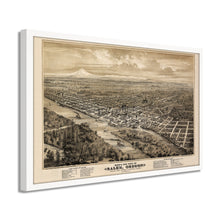 Cargar imagen en el visor de la galería, Digitally Restored and Enhanced 1876 Salem Oregon Map - Framed Vintage Oregon Poster Wall Art - Old State of Oregon Map - Bird's Eye View of Salem Oregon From The West Looking East