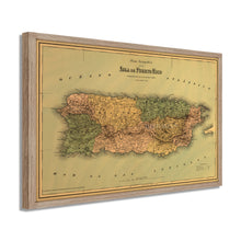 Cargar imagen en el visor de la galería, Digitally Restored and Enhanced 1886 Puerto Rico Map Poster - 17x25 Inch Black Framed Vintage Map of Puerto Rico Wall Art - Old Mapa de Puerto Rico - Restored Wall Map of Puerto Rico Poster
