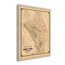 Cargar imagen en el visor de la galería, Digitally Restored and Enhanced 1895 Napa County California Map - Framed Vintage Napa Wall Art - Old California Wall Map History