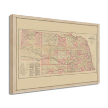 Load image into Gallery viewer, Digitally Restored and Enhanced 1885 Nebraska Map Poster - Framed Vintage Nebraska Wall Art - History of Nebraska State Map - Restored Nebraska Poster - Topographical Map of Nebraska